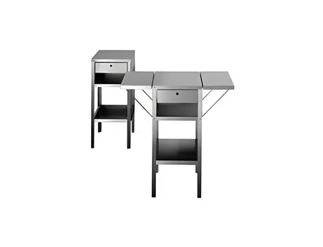 [35000] Table design inox à rabats 38/87 x 38 x H 86 cm