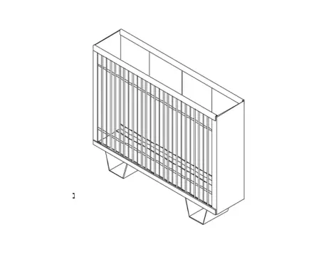 [21046] Bac à charbon vertical inox avec pieds 45 x 30 x 10 cm